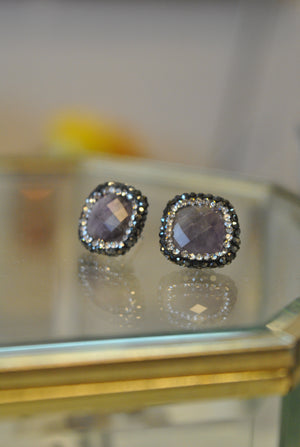 STUDS COLLECTION - AMETHYST AND SWAROVSKI CRYSTALS STUDS