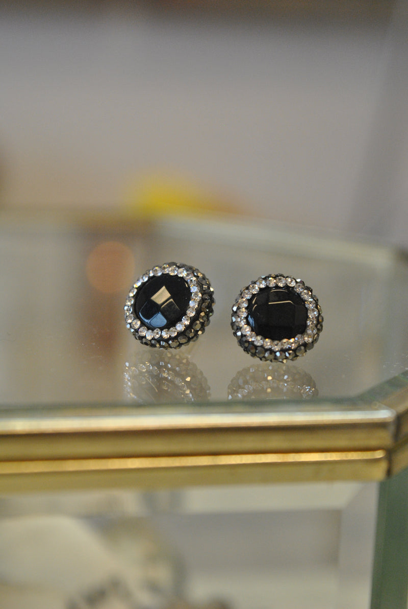 STUDS COLLECTION - BLACK ONYX AND SWAROVSKI CRYSTALS