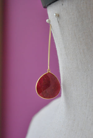 RUBIES LONG STATEMENT EARRINGS
