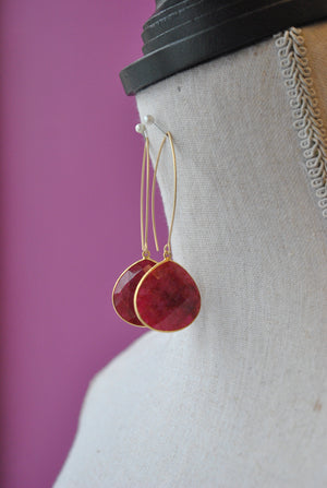 RUBIES LONG STATEMENT EARRINGS