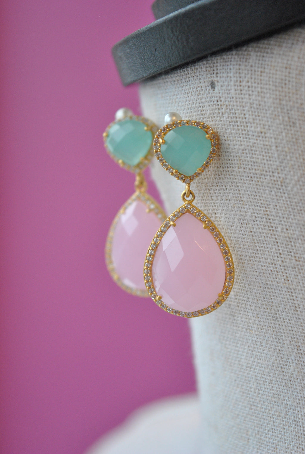 PINK AND BLUE QUARTZ EARRINGS