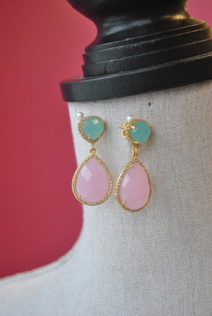 PINK AND BLUE QUARTZ EARRINGS