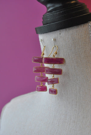 RUBY STRIPLE LONG EARRINGS