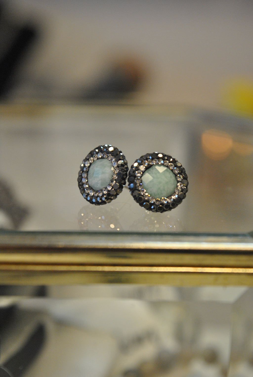 STUDS COLLECTION - AMAZONITE AND SWAROVSKI CRYSTALS STUDS