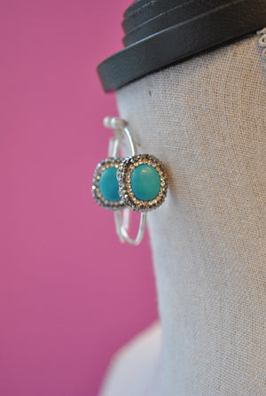 HOOP COLLECTION - TURQUOISE AND SWAROVSKI CRYSTALS ON STERLING SILVER