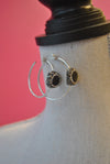 HOOP COLLECTION - BLACK DRUZY AND SWAROVSKI CRYSTALS ON STERLING SILVER HOOPS