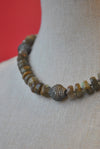 LABRADORITE AND GUNMETAL RHINESTONES NECKLACE