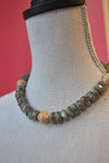 LABRADORITE AND GOLD RHINESTONES NECKLACE