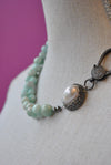 AMAZONITE, PEARLS AND SWAROVSKI CRYSTALS SIMPLE NECKLACE