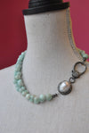 AMAZONITE, PEARLS AND SWAROVSKI CRYSTALS SIMPLE NECKLACE