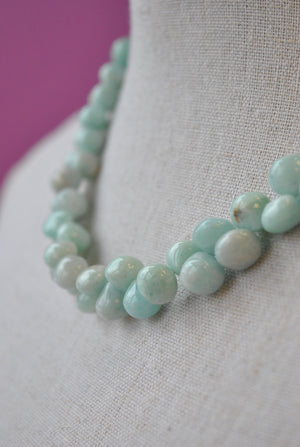AMAZONITE, PEARLS AND SWAROVSKI CRYSTALS SIMPLE NECKLACE