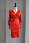 RED SILKY WRAP MINI DRESS WITH THE STATEMENT SLEEVES