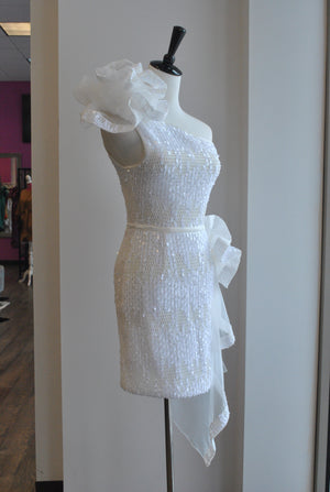 WHITE ASYMMETRIC DRESS
