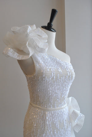 WHITE ASYMMETRIC DRESS