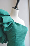 ASYMMETRIC GREEN DRESS WITH RUFFLES
