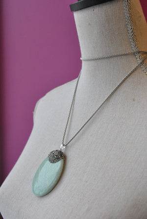 MINT AMAZONITE AND SWAROVSKI CRYSTALS