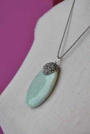 MINT AMAZONITE AND SWAROVSKI CRYSTALS