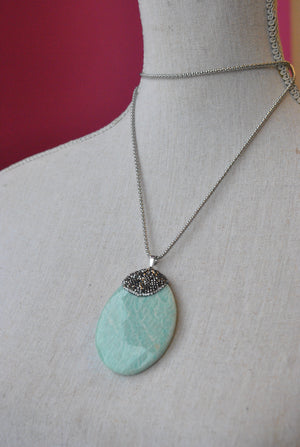 MINT AMAZONITE AND SWAROVSKI CRYSTALS