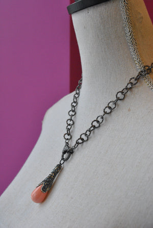 CORAL CERAMIC AND SWAROVSKI CRYSTALS PENDANT