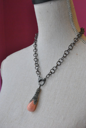 CORAL CERAMIC AND SWAROVSKI CRYSTALS PENDANT