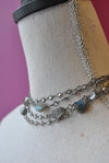 LABRADORITE AND CRYSTALS CHAIN LONG NECKLACE