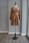 CARAMEL TUNIC STYLE FLAIR DRESS WITH A BELT