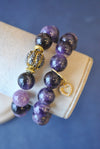 AMETHYST AND RHINESTONES STRETCHY BRACELET SET