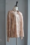 BEIGE SNAKE PRINT BLOUSE WITH STATEMENT SLEEVES