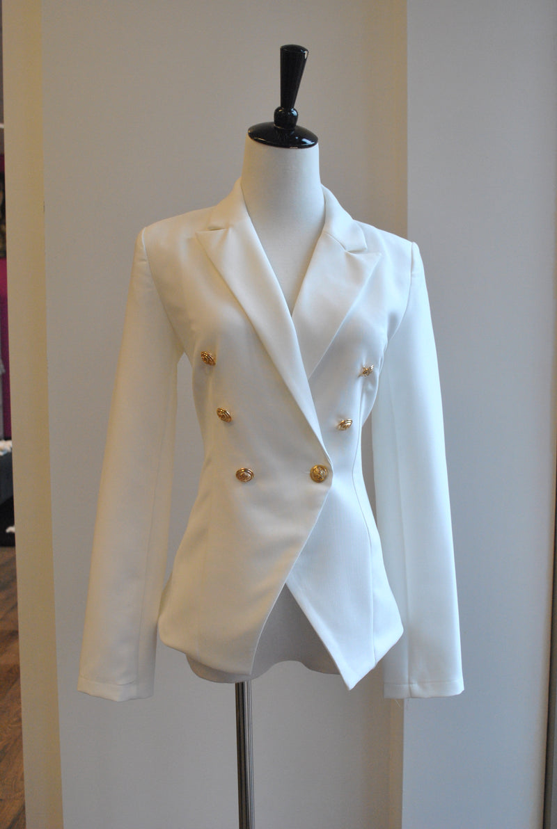 DOUBLE GOLD BUTTONS WHITE JACKET