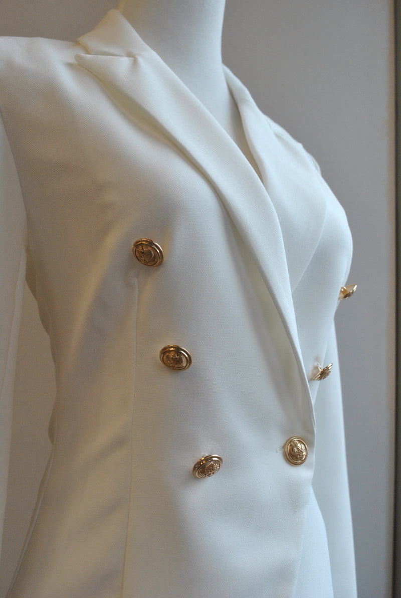 DOUBLE GOLD BUTTONS WHITE JACKET