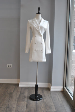WHITE DOUBLE BREASTED JACKET DRESS