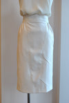 IVORY FAUX LEATHER SKIRT WITH POCKETS