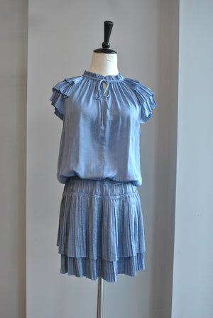 PERIWINKLE SILKY TUNIC STYLE DRESS WITH ELASTIC WAIST