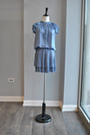 PERIWINKLE SILKY TUNIC STYLE DRESS WITH ELASTIC WAIST