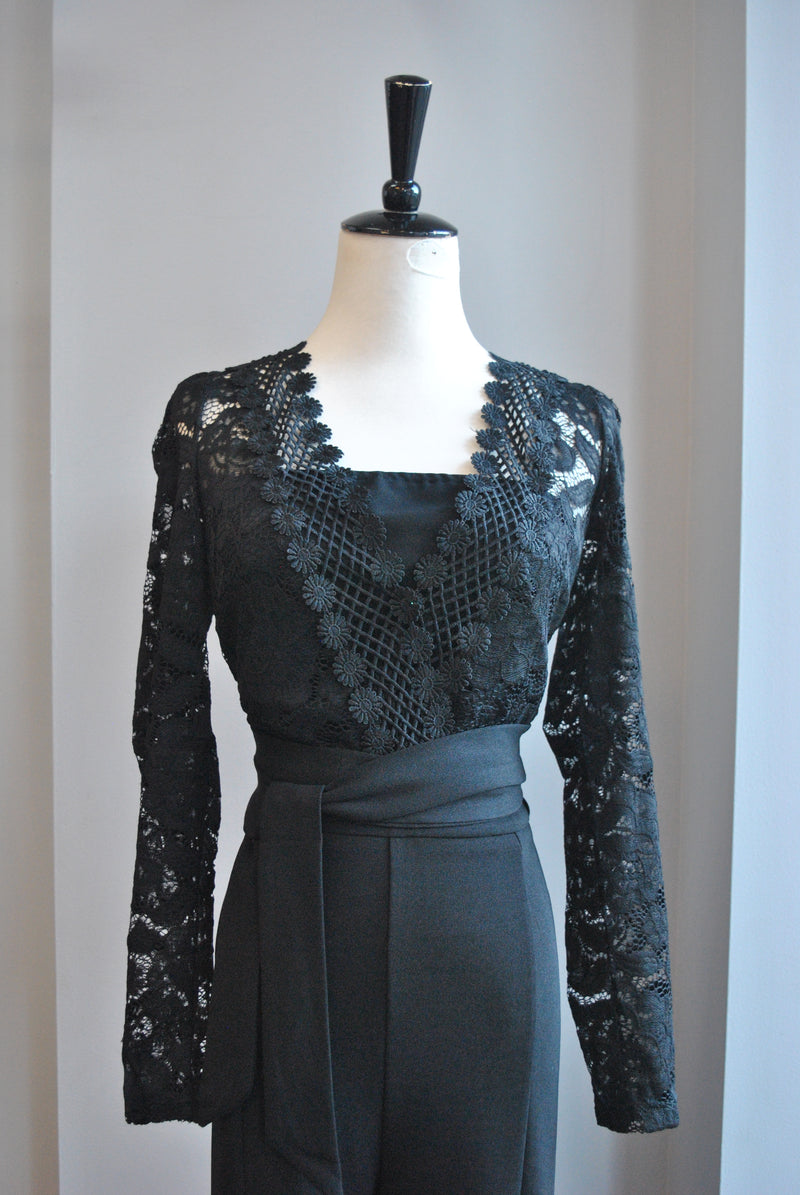 Details more than 184 black lace top jumpsuit latest