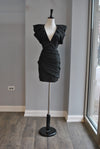 BLACK MINI PARTY DRESS WITH STATEMENT SLEEVES