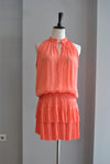 ELECTRIC ORANGE SLEEVELESS MINI DRESS WITH ELASTIC WAIST