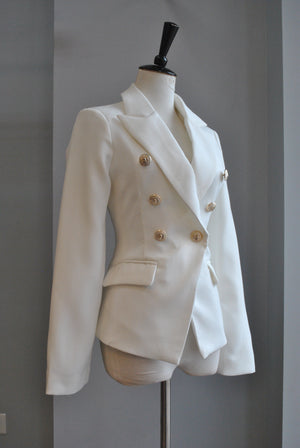 WHITE DOUBLE BREASTED BLAZER