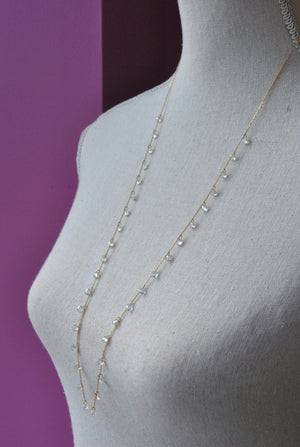 GOLD LONG NECKLACE WITH CRYSTALS CHARMS