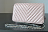 BLUSH PINK CROSSBODY HANDBAG WITH SILVER CHAIN