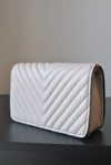 CARAMEL FAUX CROCODILE LEATHER CLUTCH / CROSSBODY HANDBAG