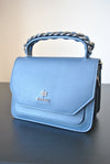 NAVY BLUE MINI SATCHEL WITH DETACHABLE CROSSBODY CHAIN