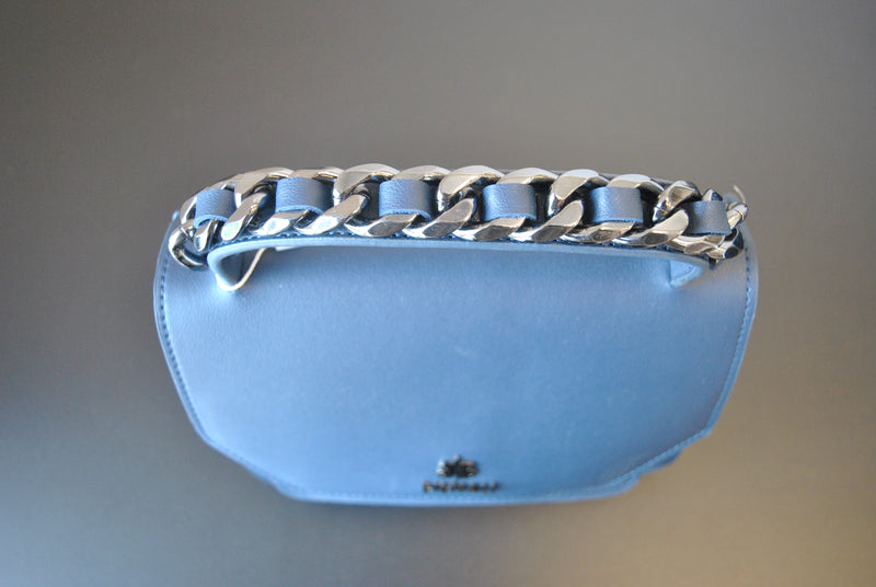 NAVY BLUE MINI SATCHEL WITH DETACHABLE CROSSBODY CHAIN