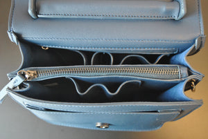 NAVY BLUE MINI SATCHEL WITH DETACHABLE CROSSBODY CHAIN
