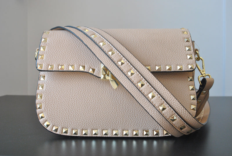 BEIGE CROSSBODY BAG WITH GOLD STUDS