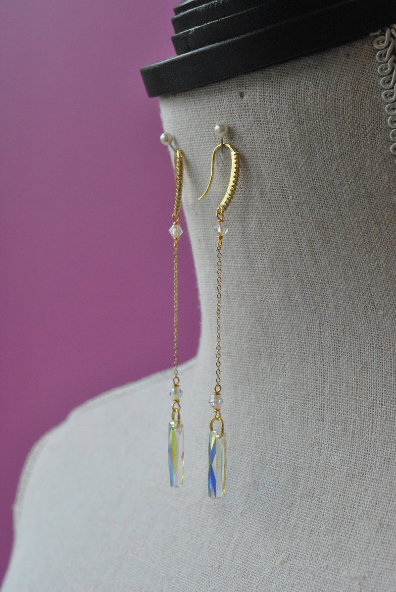 SWAROVSKI CRYSTALS LONG CHAIN EARRINGS