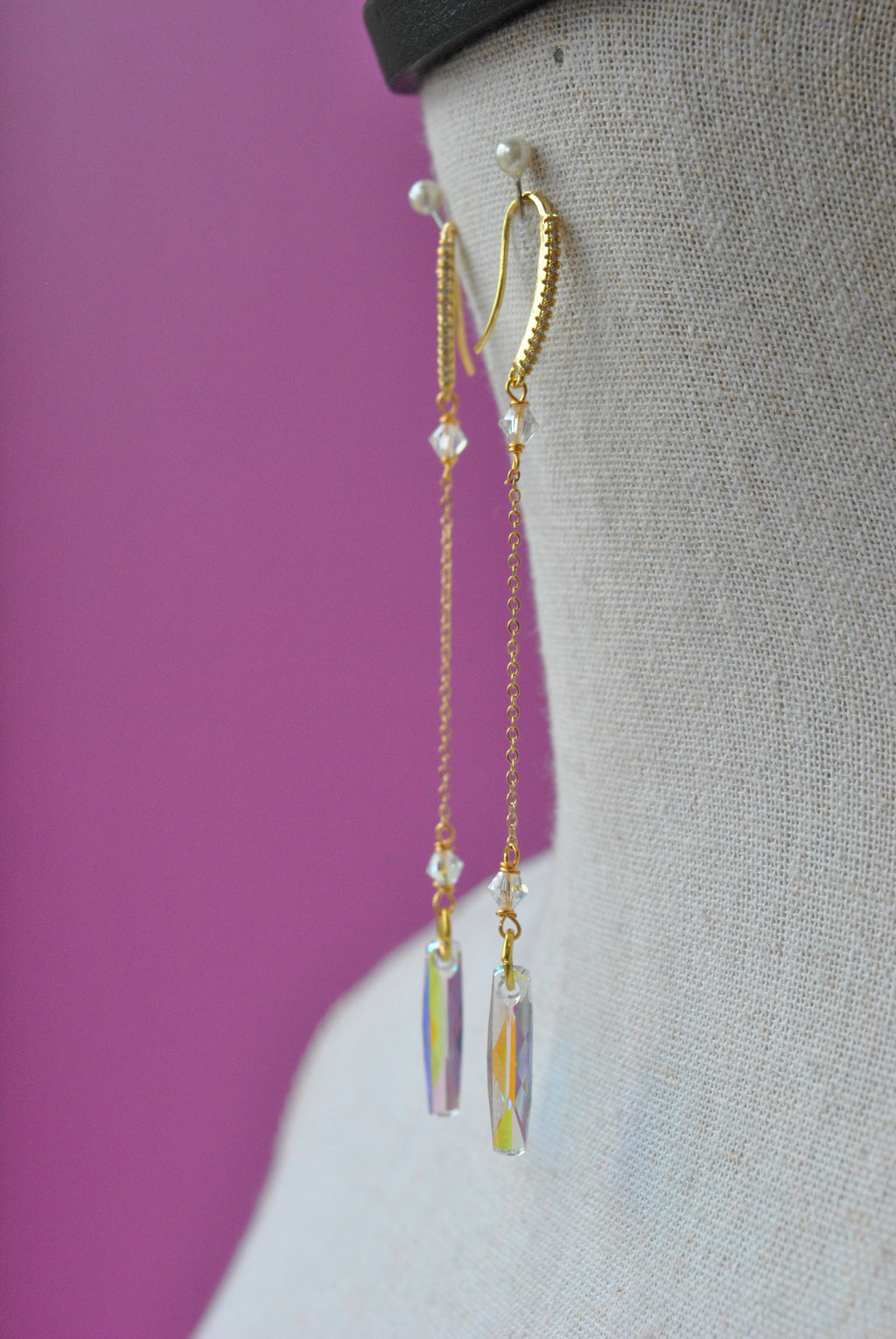 SWAROVSKI CRYSTALS LONG CHAIN EARRINGS