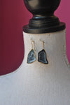 BLACK RAW AGATE WITH DRUZY ON GOLD STATEMENT EARRINGS