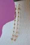 FASHION JEWELRY - CLEAR CRYSTALS ON GOLD LONG STATEMENT EARRINSG