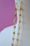 FASHION JEWELRY - CLEAR CRYSTALS ON GOLD LONG STATEMENT EARRINSG